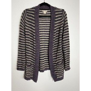 Lucky Brand Knit Striped Cardigan Women's Size Medium Sweater w/ Pockets